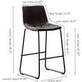 thumbnail image 6 of Vanity Art Set of 2 Pcs Synthetic Leather Upholstered Barstools Armlesss Dining Chairs with Metal Legs UC-13HB, 6 of 6