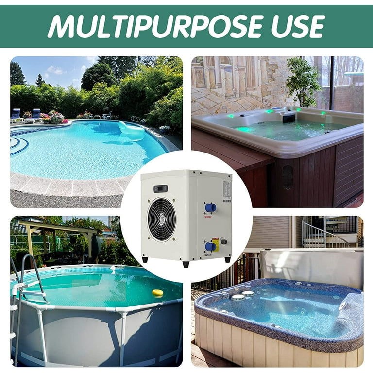 Pool Heater for Above Ground Pools, Mini Swimming Pool Heat Pump for  Above-Ground Pools, Electric Pool Heater 14300 BTU/hr,Up to 4000 gallons,  3.45 kW/110V /60Hz - Walmart.com