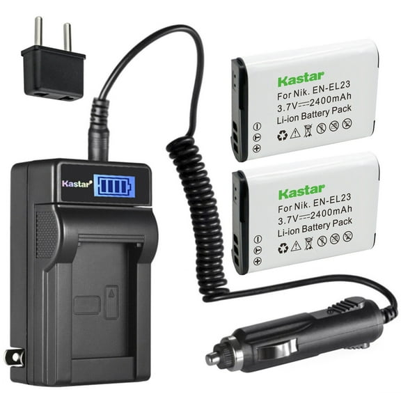 Kastar 2-Pack EN-EL23 Battery and LCD AC Charger Compatible with Nikon EN-EL23 Battery, MH-67 MH-67P Charger, Nikon Coolpix B700, Coolpix P600 P610 P610s, Coolpix P900 P900s, Coolpix S810c Cameras