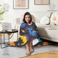 thumbnail image 4 of Wearable Blanket,DarkBlue Cartoon Dinosaurs Planets Pattern Hooded Wearable Sherpa Blanket for Adults & Teens,Winter Poncho Shawl Wrap Cape Thick Warm,60"x80", 4 of 5