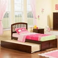 thumbnail image 2 of Leo & Lacey Twin Wood Platform Bed with Footboard and Twin Trundle in Walnut, 2 of 4