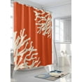 thumbnail image 3 of Nautical Coastal Shower Curtain, Ocean Coral Print Bathroom Decor Curtains Set with Hooks, Orange White Waterproof Fabric Home Accessories， Stall 36 X 72 Inch, 3 of 6
