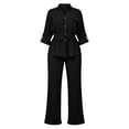 thumbnail image 6 of Purcolt Womens 2 Piece Matching Pant Set Dressy Casual Collared Roll Up Long Sleeve Button Front Shirt Full Length Wide Leg Trousers Business Work Office Outfits, 6 of 7