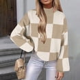 thumbnail image 3 of Azrian Clearance Sweater for Women, Long Sleeve Crewneck Knitted Tops Pullover Sweater Women's New Checkered Round Neck Long Sleeved Knitted Sweater, 3 of 6