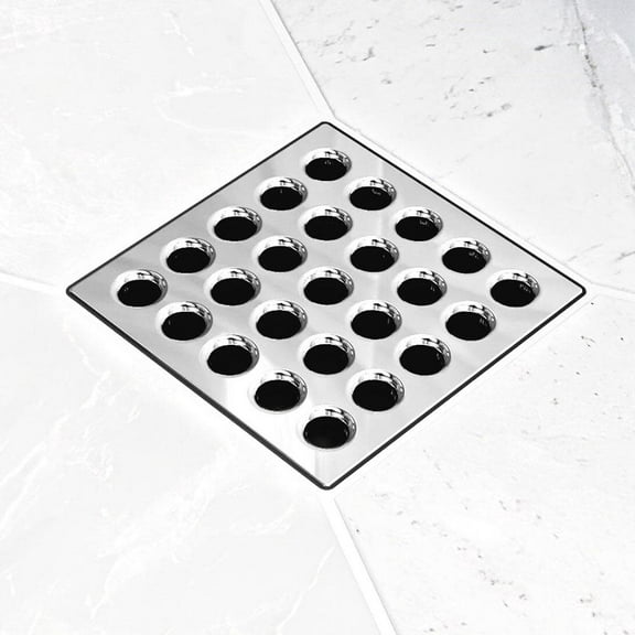 Square Shower Drain Grate, Silver