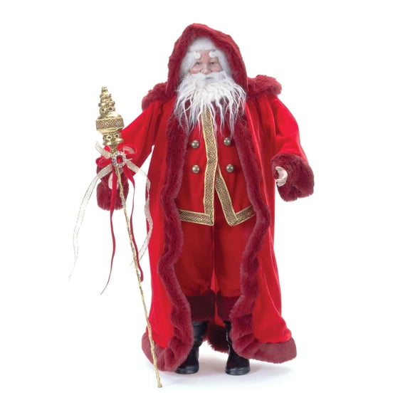 Melrose Santa with Staff Christmas Figure - 23" - Red and Gold