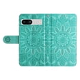 thumbnail image 5 of SaniMore for Google Pixel 7A Wallet Case, Shockproof PU Leather Stand Cover with Card Slot Flip Kickstand Embossed Flower Magnetic Clasp Wrist Strap for Google Pixel 7A, Green, 5 of 9