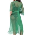 thumbnail image 6 of Women's Open Front Mesh Knit Beach Cover Up with Tassel Tie Waist Maxi Kaftan Cardigan for Swimwear Summer Vacation Casual Summer Swim Cover up Green One Size, 6 of 6