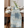 thumbnail image 4 of Ldtrchee Blue Beige Table Runner 60 Inches, Oil Painting Abstract Art Contemporary Bed Runner Dresser Scarves Tabletop for Indoor Outdoor Parties/Ceremony/Banquet, 13" x 60", 4 of 8