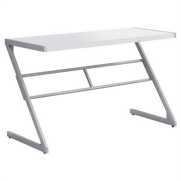 Monarch Specialties Computer Desk - 48L - White - Silver Metal Computer Desk - 48L - White - Silver Metal