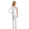 thumbnail image 3 of Aiihoo Kids Cat Outfit Set Shiny Rhinestones Jumpsuit with Tail Dancewear Single Long Sleeve Unitards Ivory 6, 3 of 5