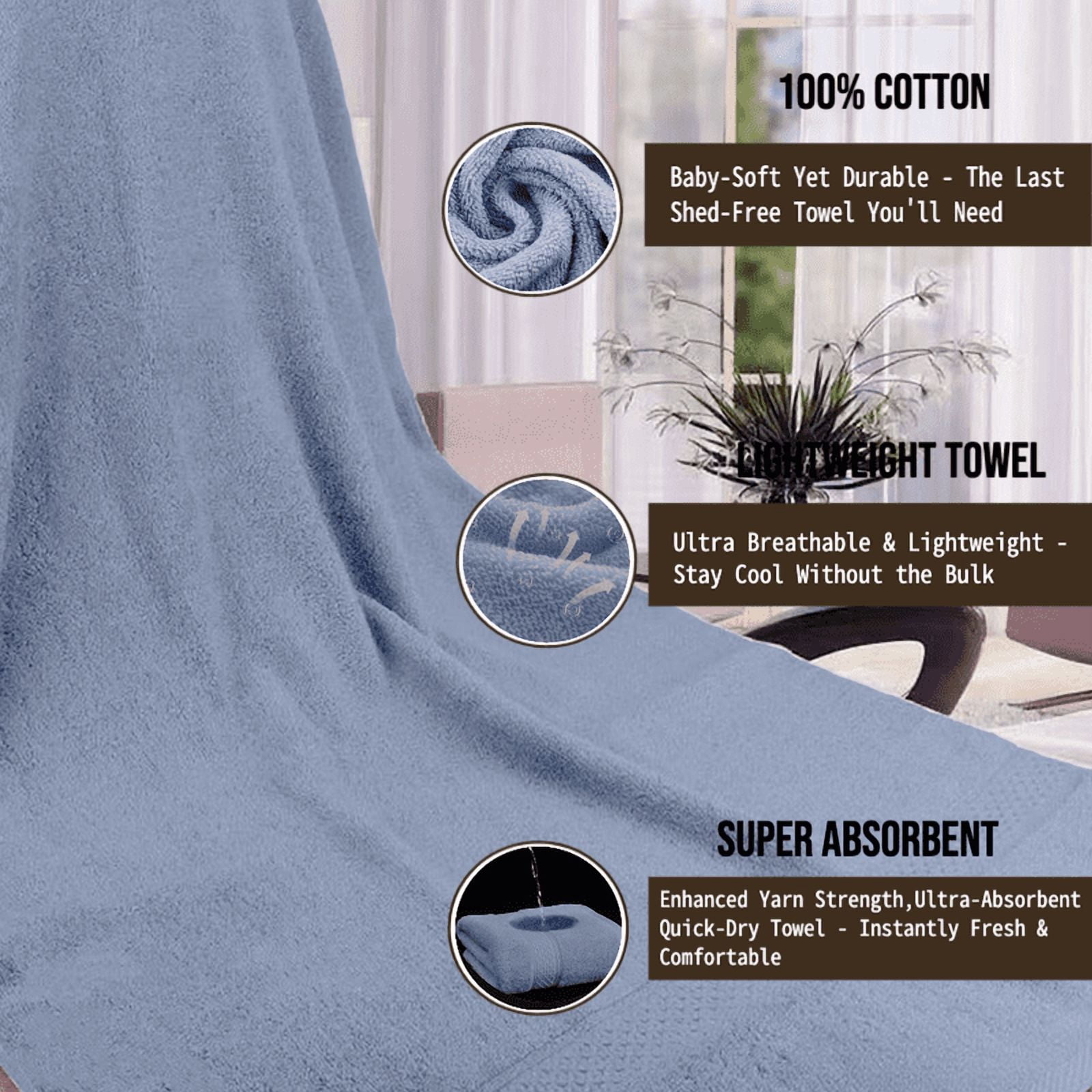 Muddy Cat Towels Luxury Bath Towel Set of 3 Pieces, 100% Turkish Cotton, Ultra Soft & Highly Absorbent for Everyday Use, 1 (700GSM) Bath Towels, 1 Hand Towels, 1Washcloths，Dusry Blue