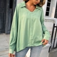 thumbnail image 4 of Women's Casual Tops Dressy Long Sleeve Shirts Solid Color V Neck Tees Fashion Button Down Loose Comfy Blouses, 4 of 8