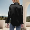 thumbnail image 4 of YUGYXL Womens Business Casual Tops Long Sleeve Satin Silk Blouse Button Down Work Shirts Dressy Tops Fall Fashion Black M, 4 of 5