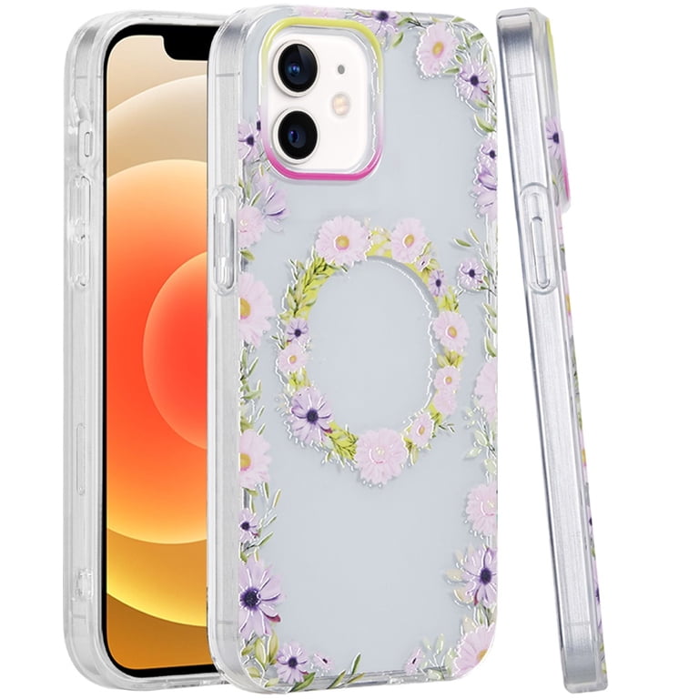 ECZOIL IPhone 12 Pro Max Case – Cartoon Bloemen Beer – Kawaii & Slank – Transparant Geel