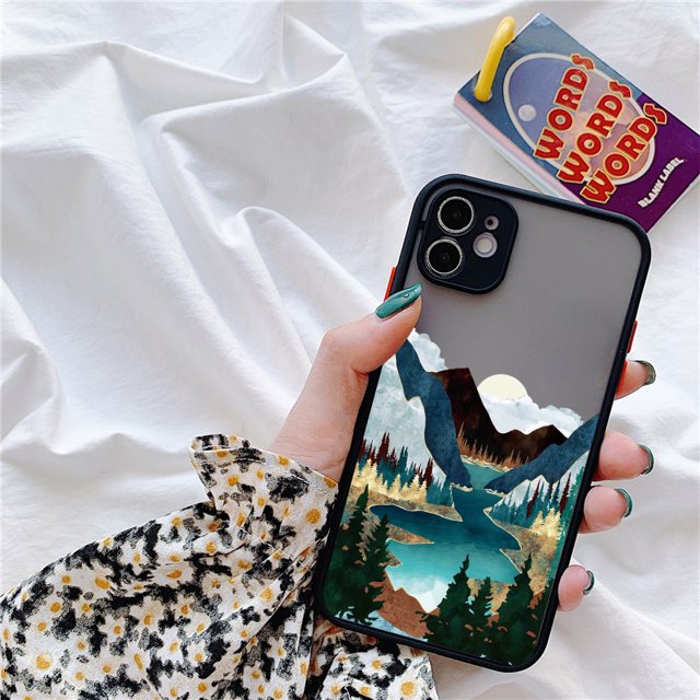 Funda de teléfono pintada a mano para iphone 12 13 14 11 pro Max X XS MAX XR 7 8 plus SE2 fundas de paisaje funda trasera suave a prueba de golpes Tan Jianjun unisex