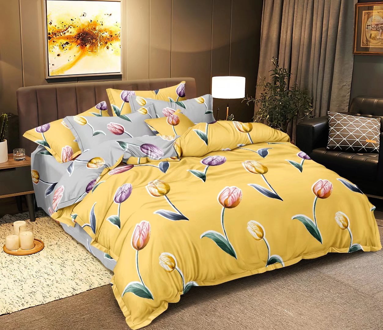 Bedding Cover Suit Newly Fashion Flower Printed Duvet Cover Set With Pillowcase Quilt Covers