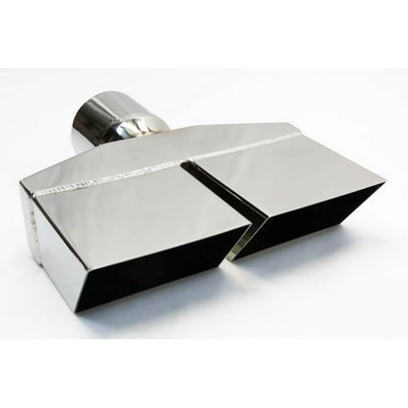 Exhaust Tip 2.25 in Inlet 8.25" X 2.25" Rectangle WMPRSCHAL225-SS Dual 304 Polished Stainless Steel Wesdon Exhaust Tip