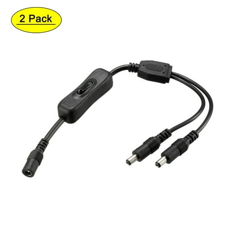 Uxcell 1 Female to 2 Male 5.5x2.1mm DC Power Splitter with Switch 2 Pack