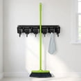 thumbnail image 3 of Aemutady 2-Pack Wall Mounted Broom Holder with 5 Slots & 6 Hooks, Garage & Garden Tool Organizer, Black (15.75"x2.36"x3.15"), 3 of 6