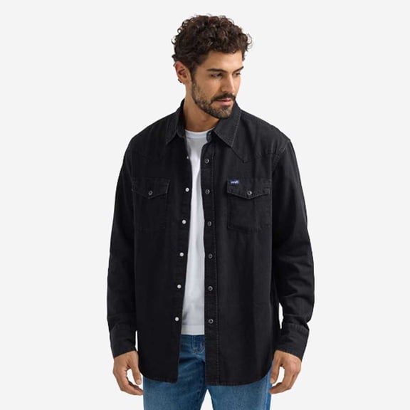 Wrangler Black Denim Snap - Mens Shirt - 112361702