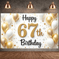 thumbnail image 5 of Glittery Design Happy 67th Birthday Banner Gold Number 67th Birthday Display Colorful Balloons Polka Dot Pattern Birthday Backdrop for 67th Birthday Party Indoor Decoration Photo Shoot, 5 of 8