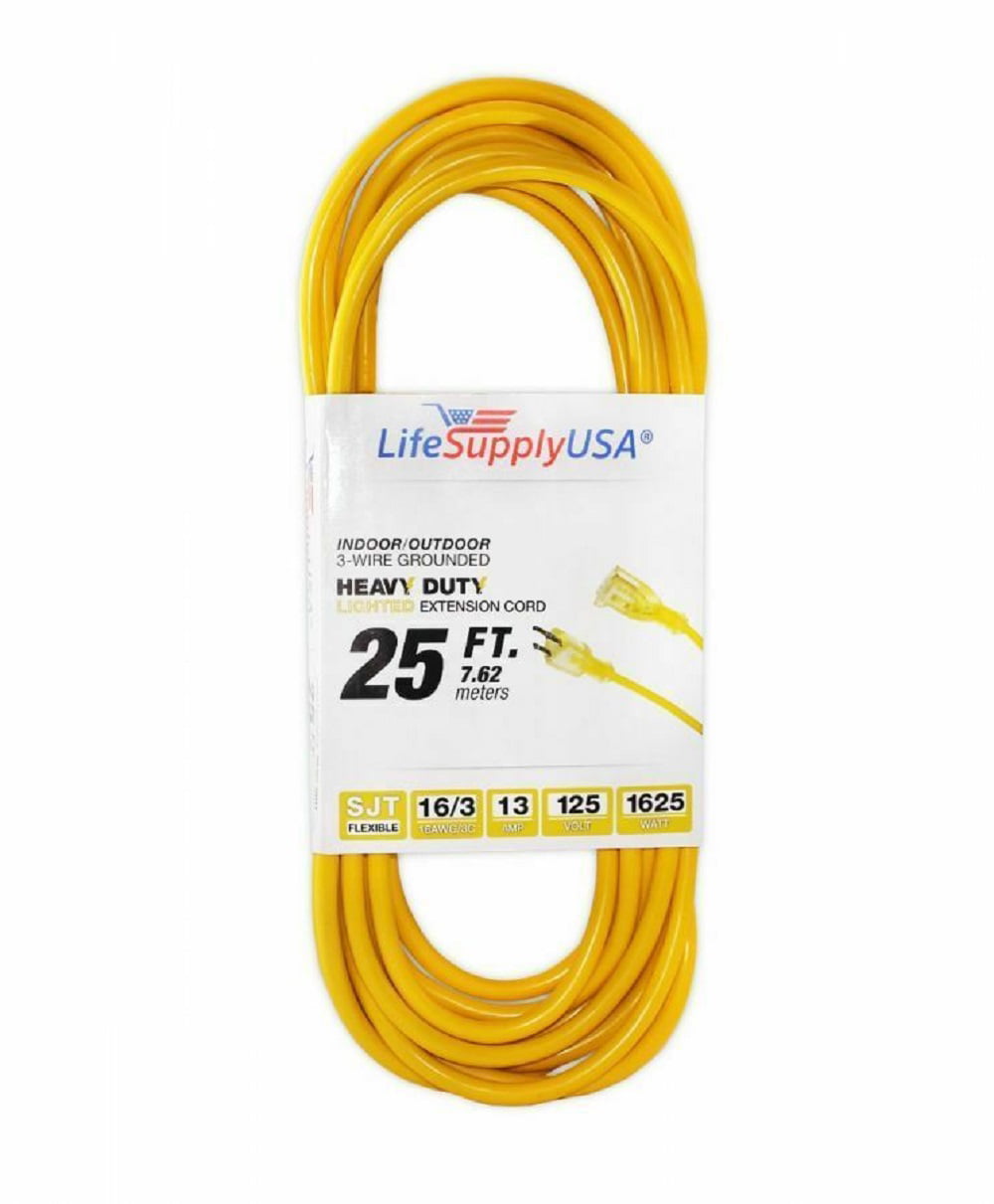 6 10 25 50 75 100 200 ft foot feet 14/3 300V SJTW Extension Cord LIGHTED END 