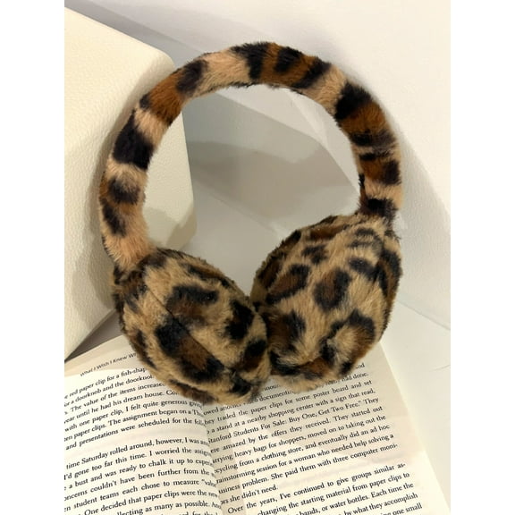Women Leopard Winter Ear Muffs Leopard Print Fluffy Foldable Earmuffs Warm Ear Covers For Outdoor Cold Weather Ear Furry Ear Warmers For Skiing Snowboarding And Daily Wear