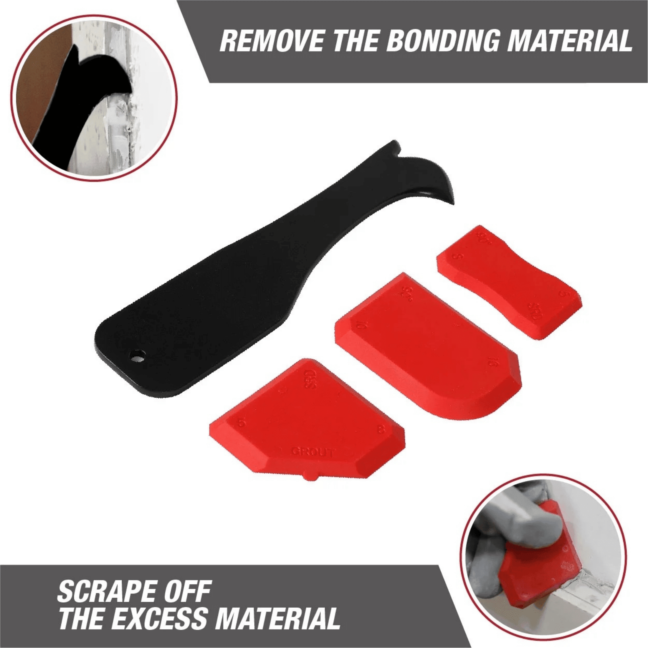 Hyper Tough 4-Piece Caulking Tool Kit for Finishing and Removal