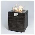 thumbnail image 4 of 24" Propane Gas Table, 50000 BTU Square , Tile with Beautiful Wicker Base for Outside Patio Deck Garden Courtyard-Espresso Espresso + Garden & Outdoor + Classic,French,French Country,Luxury + Wicker, 4 of 5