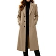thumbnail image 2 of LEKWK Long Winter Coats for Women Button Down Notched Lapel Overcoat formal Dressy Business Casual Trench Jacket Warm Outwear Khaki S, 2 of 9