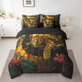thumbnail image 2 of Feelyou Jungle Cheetah Leopard Twin Bedding Sets 7pcs, Flower Leaves Bedding Comforter Set, 2 of 8