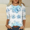 thumbnail image 2 of GA WEIHUA Reduced,Graphic 3/4 Sleeve Shirts For Women Xmas Crewneck T-Shirt Holiday Casual Shirts Tunic Tops Christmas Clothes womens blouse(Blue,Large), 2 of 5