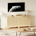 thumbnail image 4 of Modern Fluted Sideboard Buffet Cabinet – 32 Inch Console Table with Adjustable Shelf, 2 Doors, Ideal for Living Room, Dining Room, Kitchen, Entryway – Oak Color, 4 of 7