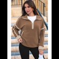 thumbnail image 4 of Sudadera de Mujer con Media Cremallera, Suave y Extragrande, con Bolsillos, Cálida y Afelpada. Marrón XL, 4 of 8