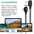 thumbnail image 4 of Fostbeen 3 Pack Gaming LED Nylon Braided Charge USB Data Cable Compatible with Phone/Pad/Pod (6.5FT Black/2M), 4 of 7