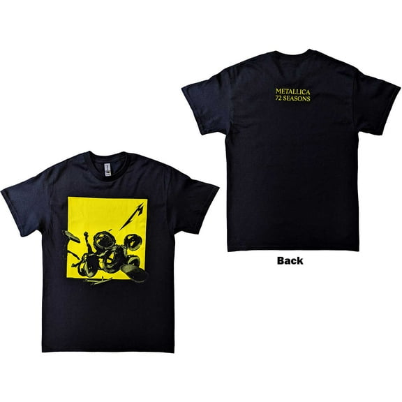 Metallica Unisex T-Shirt: 72 Seasons Broken/Burnt Drums (Back Print)