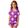 thumbnail image 2 of Outfit Sets for Girls Halloween All Over Print Collar Short Sleeve Top Shorts Loungewear 2 Piece Outfits Size 12-13Y, 2 of 4