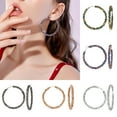 thumbnail image 2 of Women Hoop Earrings Decorative Rhinestone Ear Hoop Ear Clip Jewelry Earrings, 2 of 6