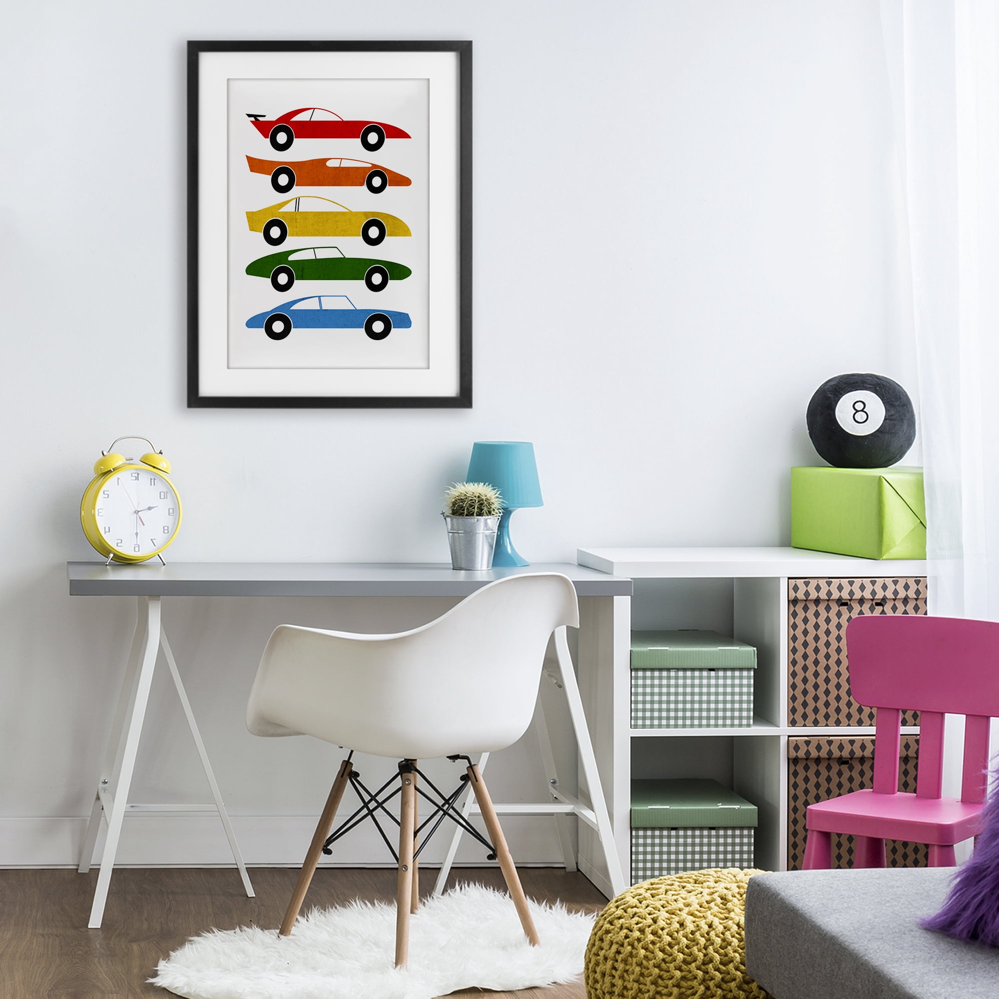 Stupell Industries Colorful Midcentury Cars Black Framed Print Under Glass, design by Tom Quartermaine