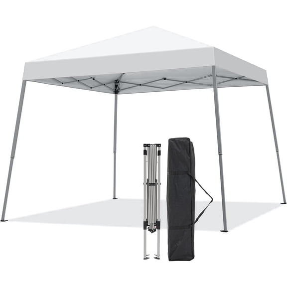 10x10 Outdoor Canopy Pop up Canopy Tent Portable Instant Shelter Slant Leg Canopy White