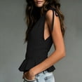thumbnail image 4 of Favoffer Women's Linen Peplum Blouse V Neck Sleeveless Shoulder Tie Relaxed Fit Summer Daily Vacation Leisure Casual Shirt, 4 of 6