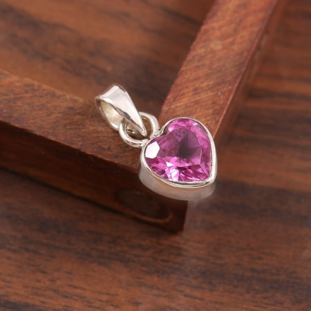 Heart Shape Pink Sapphire Gemstone Pendant Necklace for Women in 925 Sterling Silver | Elegant Jewelry Gift