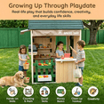 thumbnail image 5 of Conchico Outdoor Grocery Store Playhouse, Wooden Playhouse w/ Toy BBQ Grill, Toy Cash Register & Pretend Food Set For Summer Backyard, Green & Brown, 5 of 8