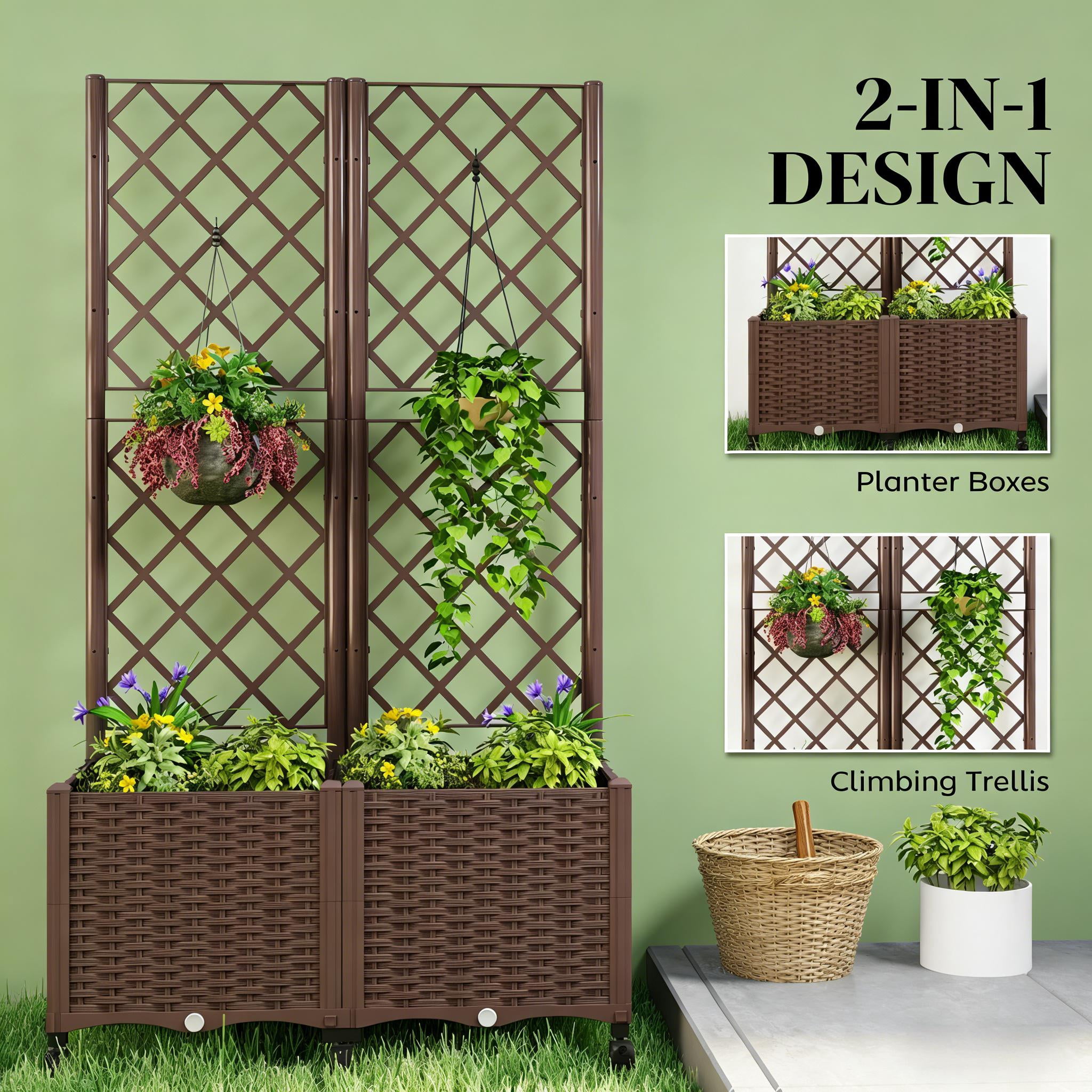 Outdoor Planter Box Mobile Raised Garden Bed