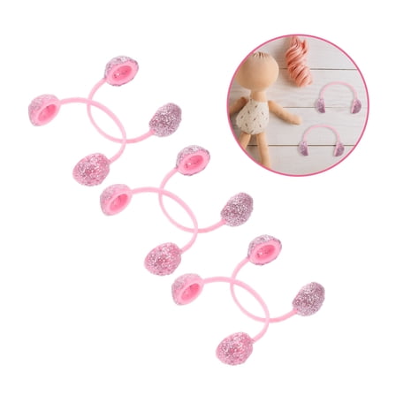 WEUVEB 6Pcs Pink Dolls Headband and Earmuff Set Ideal for Dollhouse Decoration
