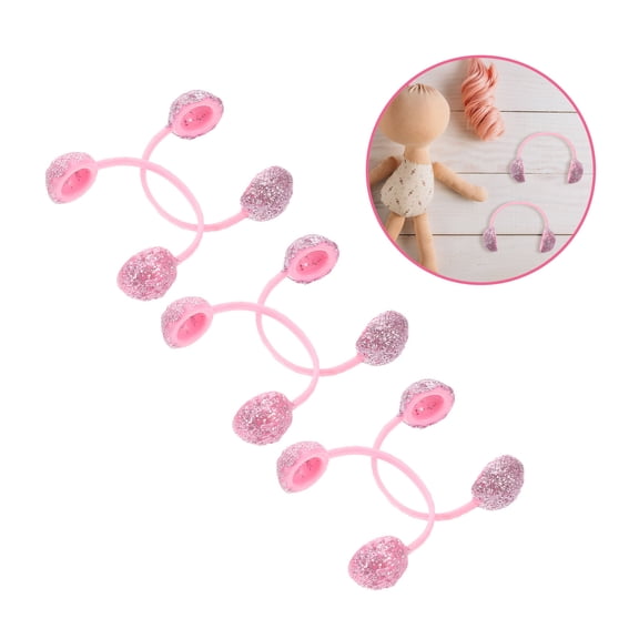 WEUVEB 6Pcs Pink Dolls Headband and Earmuff Set Ideal for Dollhouse Decoration