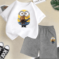 thumbnail image 3 of Conjunto de camiseta y pantalones cortos de dibujos animados de Minions Despicable Me para niños y adolescentes de verano de 2024, ropa para niños y niñas, camiseta de manga corta, traje de moda, 3 of 5