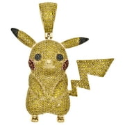 JFL DIAMONDS & TIMEPIECES 10K Yellow Gold Canary Yellow Diamond Pikachu Pendant 1.75" Pave Charm 1.94 CT.