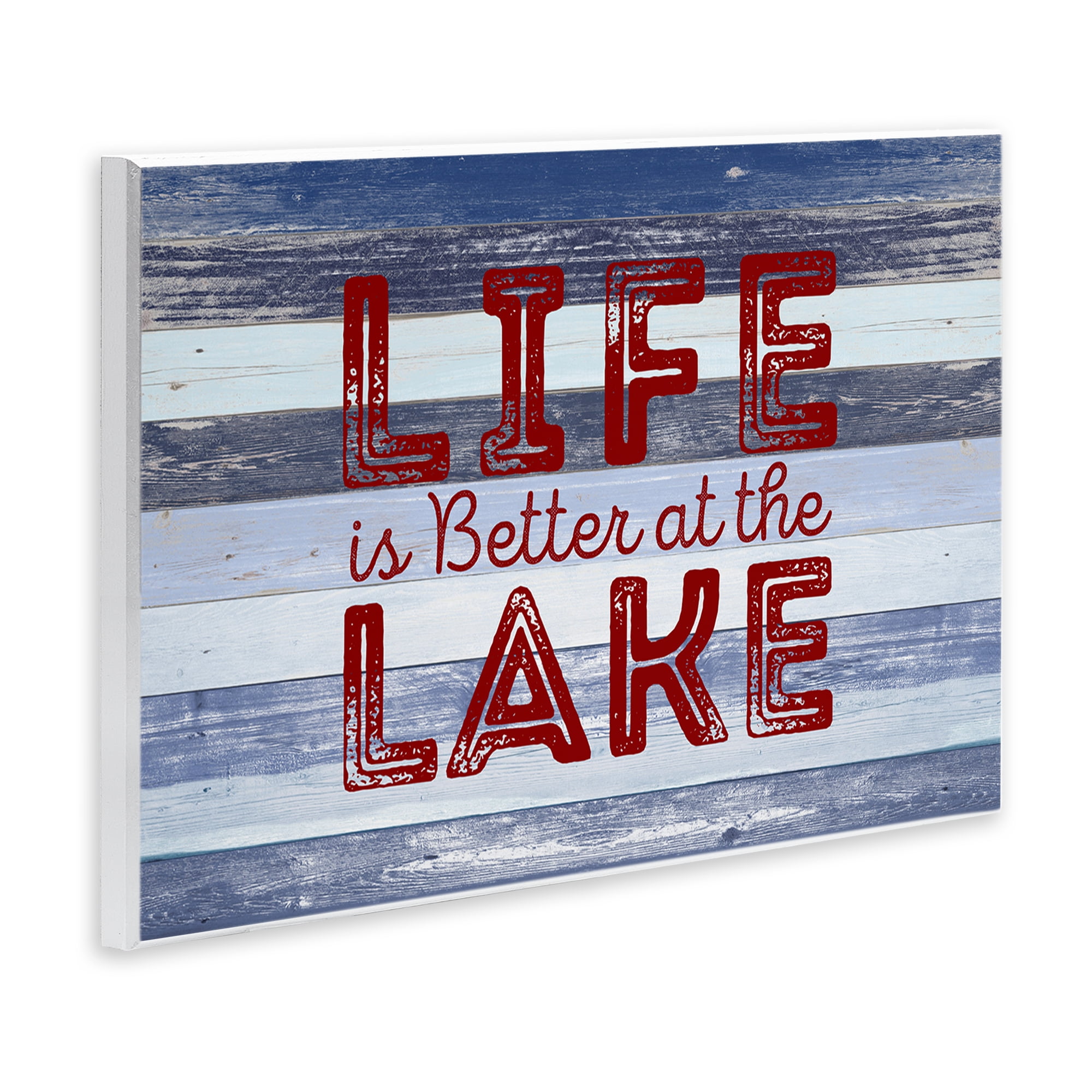 Stupell Industries Life At Lake Striped Coastal Painting Unframed Art Print Wall Art, 19 x 13
